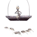 Creative Fishing Man Spoon Fish Sculptures Wind Chime Home Bedroom Painted Fish Mobile Tropical Fish Home Decor  Yard Garden Hanging Ornament Decoration Stevvex