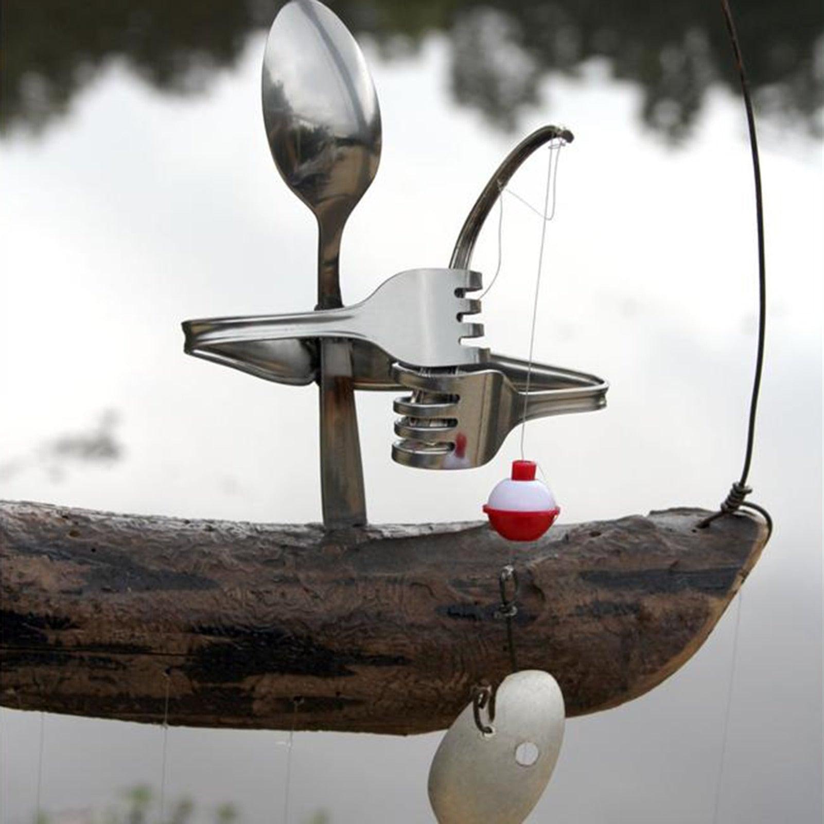 Creative Fishing Man Spoon Fish Sculptures Wind Chime Home Bedroom Painted Fish Mobile Tropical Fish Home Decor  Yard Garden Hanging Ornament Decoration Stevvex