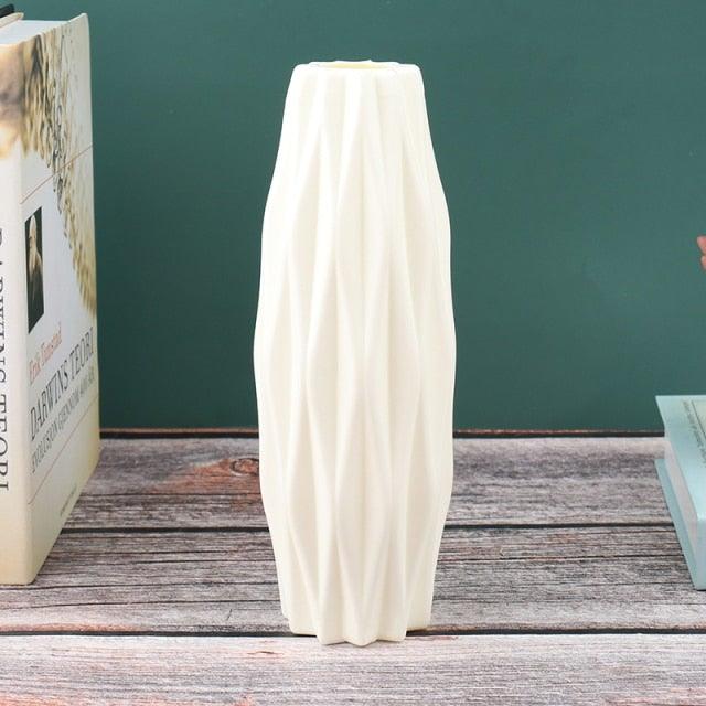 Creative Flower Vase White Imitation Ceramic Flower Pot Home Decor Plastic Vase Centerpieces and Events Ornamnet Decoration For Wedding Home Office Party Hotel Yard  Restaurant Patio Festive Furnishing Stevvex