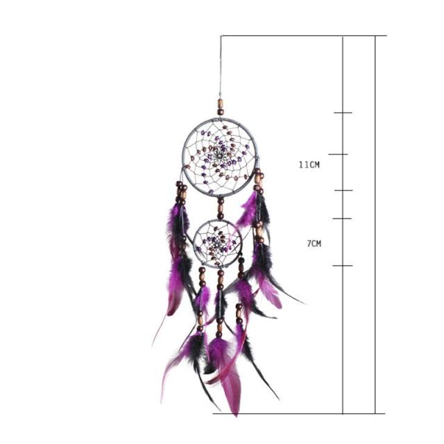 Creative Handmade Five-ring Dream Catcher Pendant Living Room Bedroom Decor Beautiful Hanging Ornament Elegant Wall Art Decoration For Windows Balcony Bedroom & Wedding Party Gift For Girls  Kids Stevvex