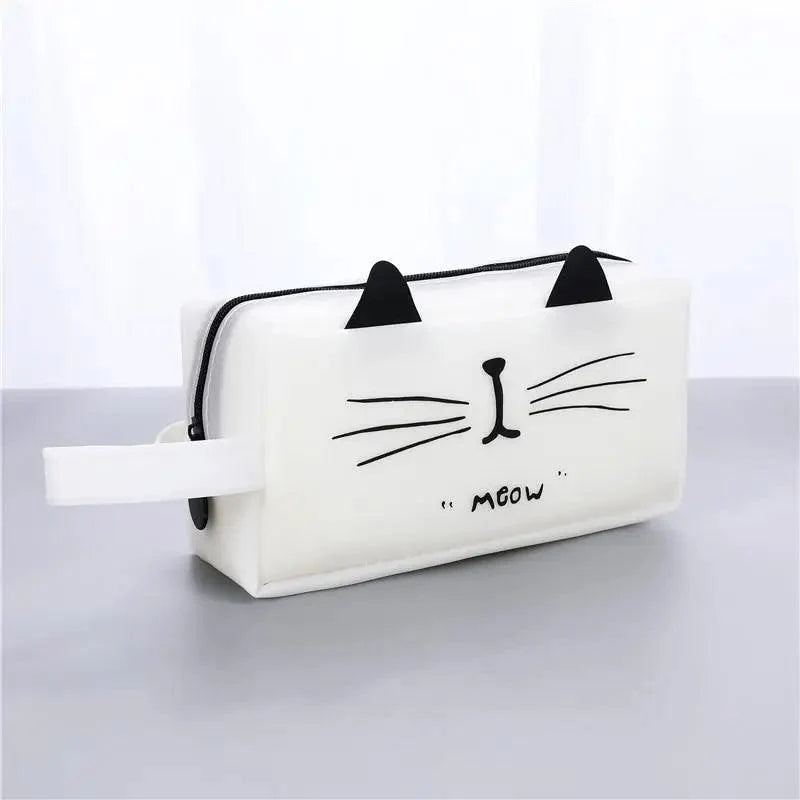 Creative Leather Black Large Capacity  Pencil Pouch For Students Unique Colors Stationery Office Pencil Cases Stevvex