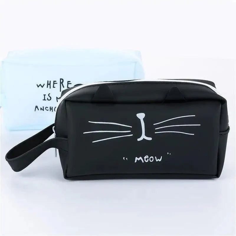 Creative Leather Black Large Capacity  Pencil Pouch For Students Unique Colors Stationery Office Pencil Cases Stevvex