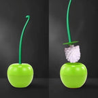 Creative Lovely Cherry Shape Lavatory Brush Toilet Brush And Holder Set Cleaning Bathroom Toilet Accessories Cherry Shape Toilet Brush Standing Toilet Brush Set  Compact Household Bathroom Cherry Toilet Brush Stevvex