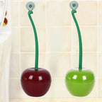 Creative Lovely Cherry Shape Lavatory Brush Toilet Brush And Holder Set Cleaning Bathroom Toilet Accessories Cherry Shape Toilet Brush Standing Toilet Brush Set  Compact Household Bathroom Cherry Toilet Brush Stevvex