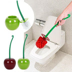 Creative Lovely Cherry Shape Lavatory Brush Toilet Brush And Holder Set Cleaning Bathroom Toilet Accessories Cherry Shape Toilet Brush Standing Toilet Brush Set  Compact Household Bathroom Cherry Toilet Brush Stevvex