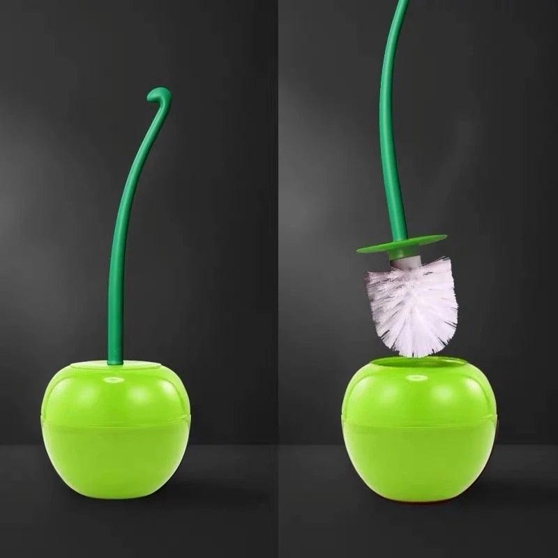 Creative Lovely Cherry Shape Lavatory Brush Toilet Brush And Holder Set Cleaning Bathroom Toilet Accessories Cherry Shape Toilet Brush Standing Toilet Brush Set  Compact Household Bathroom Cherry Toilet Brush Stevvex