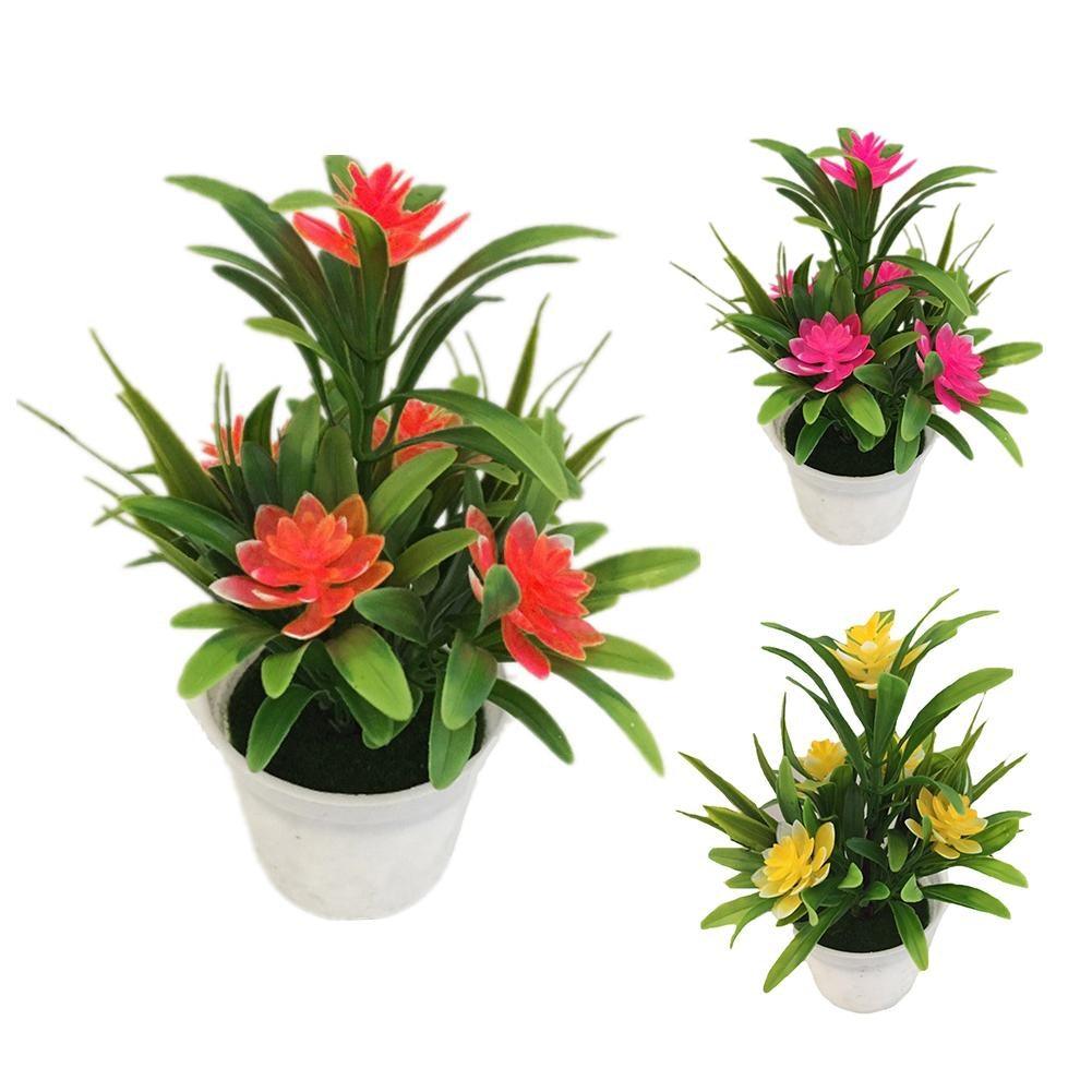 Creative Mini Artificial Fake Flower Potted Bonsai for Christmas New Year Wedding Party Garden Resturant Table Home Decor Mini Potted Plastic Succulents for Home Office Room Decor Stevvex