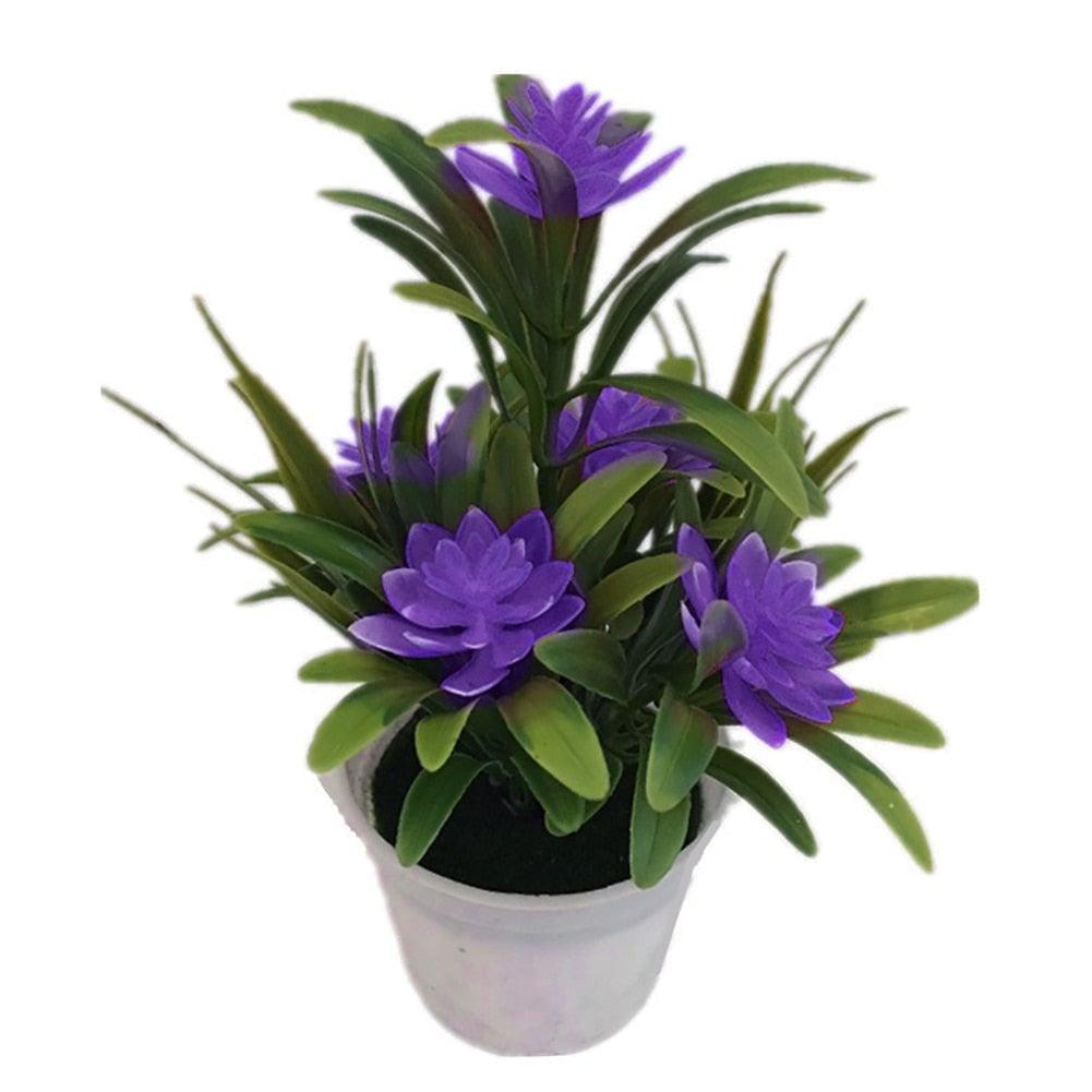 Creative Mini Artificial Fake Flower Potted Bonsai for Christmas New Year Wedding Party Garden Resturant Table Home Decor Mini Potted Plastic Succulents for Home Office Room Decor Stevvex