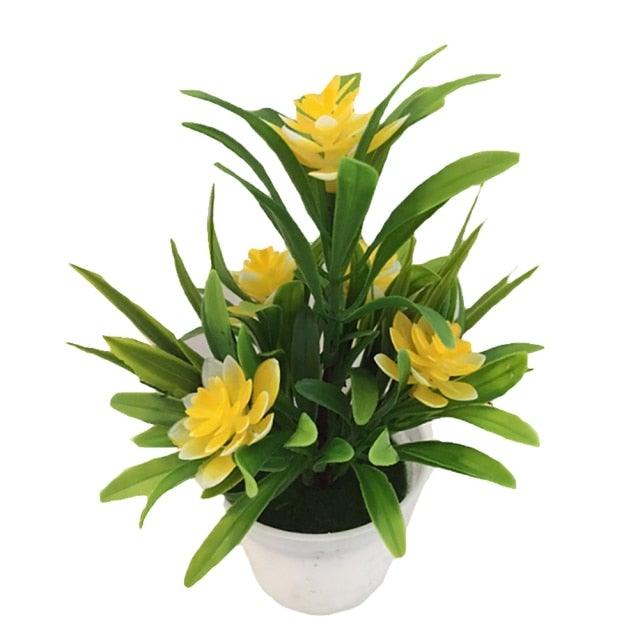 Creative Mini Artificial Fake Flower Potted Bonsai for Christmas New Year Wedding Party Garden Resturant Table Home Decor Mini Potted Plastic Succulents for Home Office Room Decor Stevvex