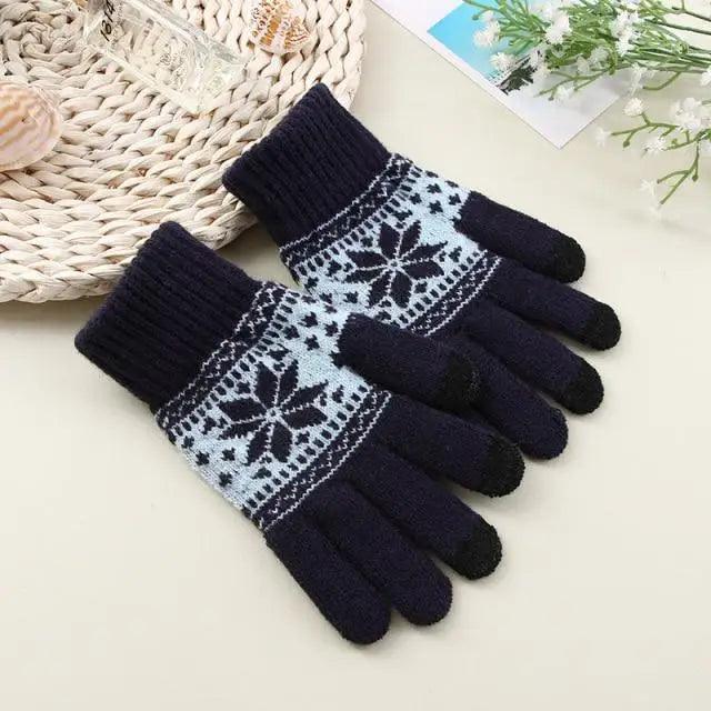 Creative New  Fashion Snow Printing Gloves Mobile Phone Touch Screen Knitted Gloves Winter Thick And Warm Gloves For Men And Women Touchscreen Gloves Stretch Knitted Mechanic Winter Warm Gloves Stevvex