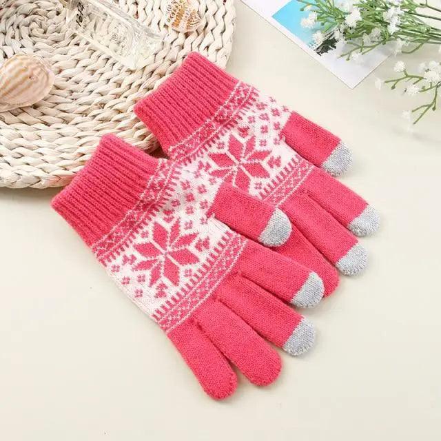 Creative New  Fashion Snow Printing Gloves Mobile Phone Touch Screen Knitted Gloves Winter Thick And Warm Gloves For Men And Women Touchscreen Gloves Stretch Knitted Mechanic Winter Warm Gloves Stevvex