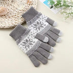 Creative New  Fashion Snow Printing Gloves Mobile Phone Touch Screen Knitted Gloves Winter Thick And Warm Gloves For Men And Women Touchscreen Gloves Stretch Knitted Mechanic Winter Warm Gloves Stevvex