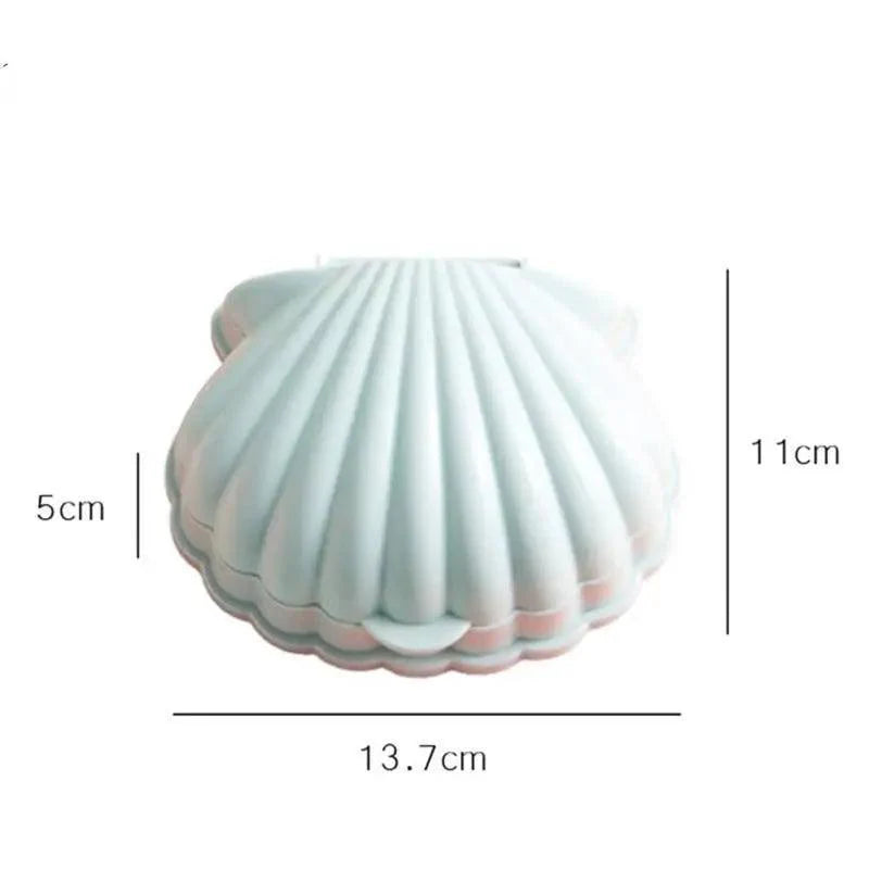 Creative Portable Shell Shape Soap Box Bathroom Drain Soap Holder Travel Soap Protect Case Bathroom Accessories Soap Dish Container with Lid with Drainer Seashell Soap Box Portable Soap Bar Holder Soap Tray Soap Saver Box Case For Home Travel Stevvex