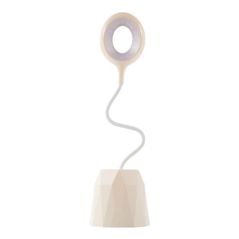 Creative USB Table Light Morden College Dorm Bedroom Study Led Desk Lamp Pen Container Macaroon Eye Protection Ring Table Lamp Decorative Table Lamp Cute Study Lamps for Bedroom Décor Stevvex