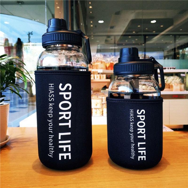 Creative Water Bottle Glass Drink Bottles For Camping Hiking Climbing Sport Bottle Portable Bottle Drinkware Eco-friendly Wide Mouth Glass Drinking Water Bottle Reusable Sport Water Bottles for Gym Hiking Stevvex