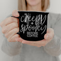 Creepy Spooky Black Ceramic Mug 14.5oz Halloween Coffee Cup For Gothic Morning Vibes BandsCo Straps