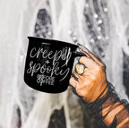 Creepy Spooky Black Ceramic Mug 14.5oz Halloween Coffee Cup For Gothic Morning Vibes BandsCo Straps