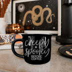 Creepy Spooky Black Ceramic Mug 14.5oz Halloween Coffee Cup For Gothic Morning Vibes BandsCo Straps