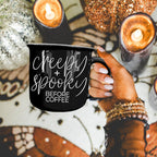 Creepy Spooky Black Ceramic Mug 14.5oz Halloween Coffee Cup For Gothic Morning Vibes BandsCo Straps