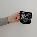 Creepy Spooky Black Ceramic Mug 14.5oz Halloween Coffee Cup For Gothic Morning Vibes BandsCo Straps