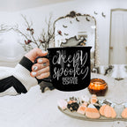 Creepy Spooky Black Ceramic Mug 14.5oz Halloween Coffee Cup For Gothic Morning Vibes BandsCo Straps