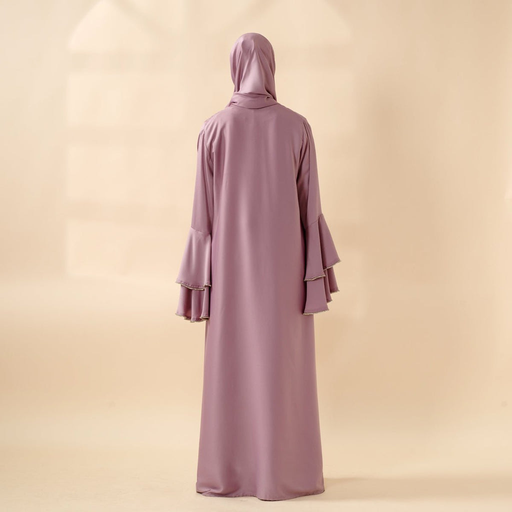Crepe Satin Ruffle Sleeve Abaya, 5-Piece Set (MOA033) - SJB-DIAMOND ELITES
