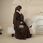 Crepe Satin Ruffle Sleeve Abaya, 5-Piece Set (MOA033) - SJB-DIAMOND ELITES