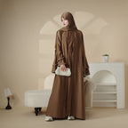 Crepe Satin Ruffle Sleeve Abaya, 5-Piece Set (MOA033) - SJB-DIAMOND ELITES