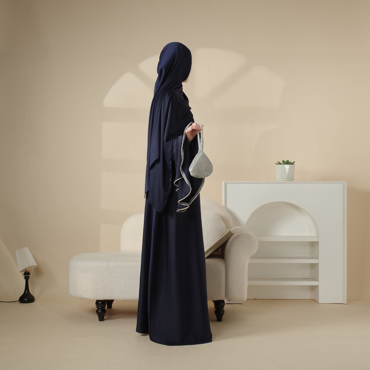 Crepe Satin Ruffle Sleeve Abaya, 5-Piece Set (MOA033) - SJB-DIAMOND ELITES