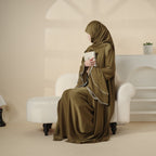 Crepe Satin Ruffle Sleeve Abaya, 5-Piece Set (MOA033) - SJB-DIAMOND ELITES