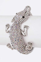 Crocodile Crystal Statement Bangle Green Rhinestone
