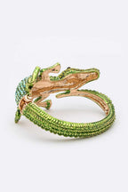 Crocodile Crystal Statement Bangle Green Rhinestone