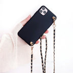 Crossbody Necklace Phone Case for Xiaomi Redmi Note 11 10 9 Pro 11s 10s 9T Mi 11T 10T Strap Leather Bracelet Chain Cover Crossbody Phone Case Black Leather with Gold Chain Unique Design Leather Phone Case Stevvex