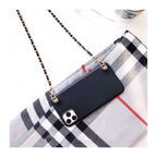 Crossbody Necklace Phone Case for Xiaomi Redmi Note 11 10 9 Pro 11s 10s 9T Mi 11T 10T Strap Leather Bracelet Chain Cover Crossbody Phone Case Black Leather with Gold Chain Unique Design Leather Phone Case Stevvex