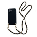 Crossbody Necklace Phone Case for Xiaomi Redmi Note 11 10 9 Pro 11s 10s 9T Mi 11T 10T Strap Leather Bracelet Chain Cover Crossbody Phone Case Black Leather with Gold Chain Unique Design Leather Phone Case Stevvex