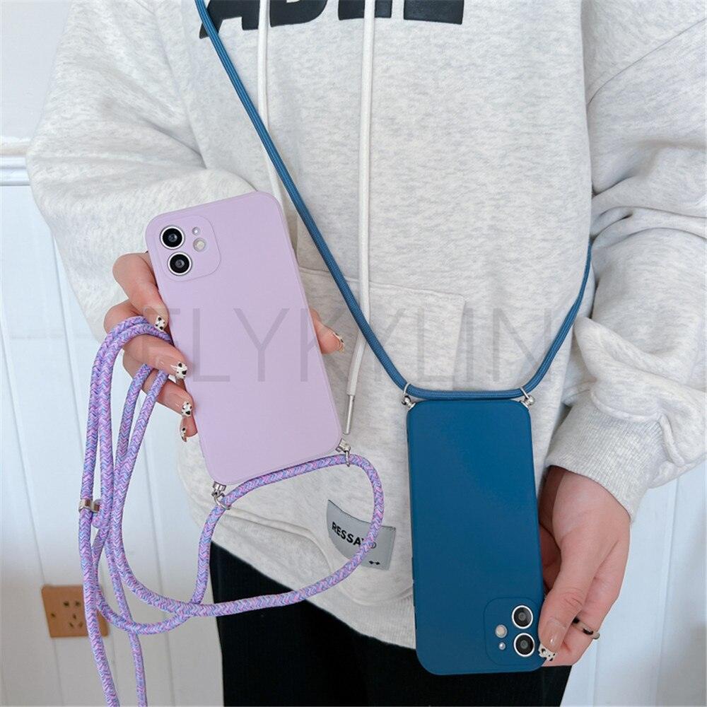 Crossbody Necklace Strap Cord Phone Case For Xiaomi 12 Lite 12t 11 Lite 5g Ne Redmi Note 11 12 Pro A1 10a 10c Soft Cover Silicone Stylish Cord Strap Rope Shell Shockproof Bumper Phone Case Lanyard Cover Stevvex