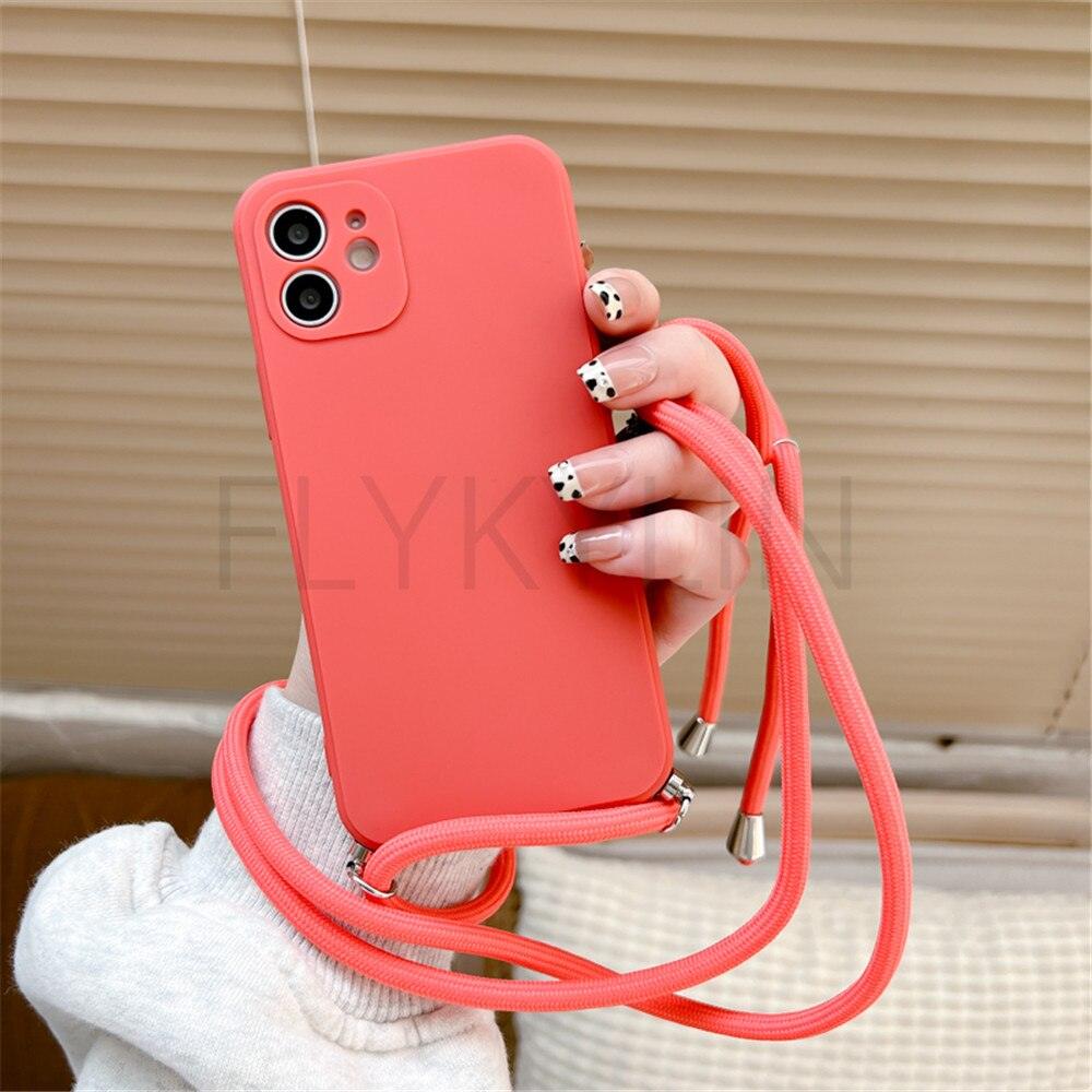Crossbody Necklace Strap Cord Phone Case For Xiaomi 12 Lite 12t 11 Lite 5g Ne Redmi Note 11 12 Pro A1 10a 10c Soft Cover Silicone Stylish Cord Strap Rope Shell Shockproof Bumper Phone Case Lanyard Cover Stevvex