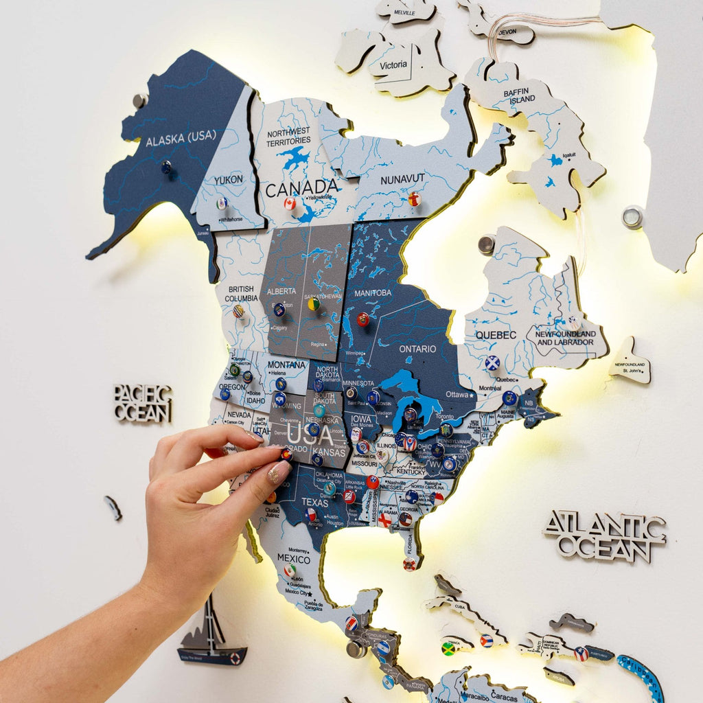 3D LED / LUMINOUS Wooden World Map 3.0 Cruise - SJB-DIAMOND ELITES