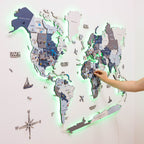 3D LED / LUMINOUS Wooden World Map 3.0 Cruise - SJB-DIAMOND ELITES