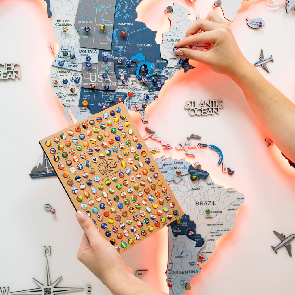 3D LED / LUMINOUS Wooden World Map 3.0 Cruise - SJB-DIAMOND ELITES