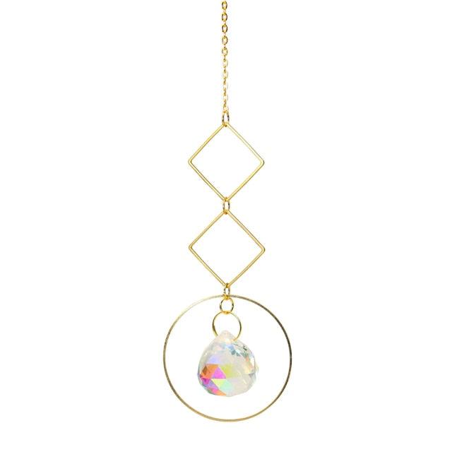 Crystal Ball Star Moon Sun Ring Rainbow Catcher Crystal Pendant Hanging Crystal Sun catcher Ornament Prism Stone Beads Ornament Home Window Wind-chimes Car Decoration Stevvex