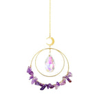 Crystal Ball Star Moon Sun Ring Rainbow Catcher Crystal Pendant Hanging Crystal Sun catcher Ornament Prism Stone Beads Ornament Home Window Wind-chimes Car Decoration Stevvex