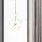 Crystal Ball Star Moon Sun Ring Rainbow Catcher Crystal Pendant Hanging Crystal Sun catcher Ornament Prism Stone Beads Ornament Home Window Wind-chimes Car Decoration Stevvex
