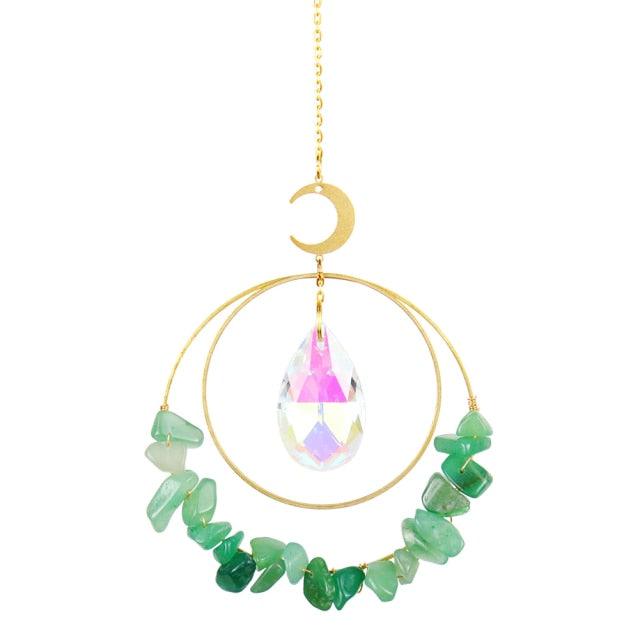 Crystal Ball Star Moon Sun Ring Rainbow Catcher Crystal Pendant Hanging Crystal Sun catcher Ornament Prism Stone Beads Ornament Home Window Wind-chimes Car Decoration Stevvex