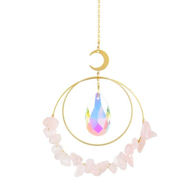 Crystal Ball Star Moon Sun Ring Rainbow Catcher Crystal Pendant Hanging Crystal Sun catcher Ornament Prism Stone Beads Ornament Home Window Wind-chimes Car Decoration Stevvex