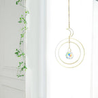 Crystal Ball Star Moon Sun Ring Rainbow Catcher Crystal Pendant Hanging Crystal Sun catcher Ornament Prism Stone Beads Ornament Home Window Wind-chimes Car Decoration Stevvex