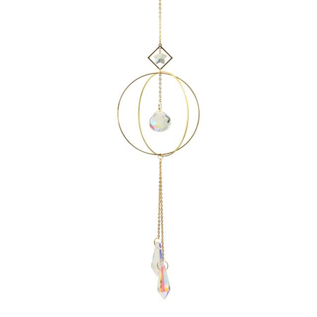 Crystal Ball Star Moon Sun Ring Rainbow Catcher Crystal Pendant Hanging Crystal Sun catcher Ornament Prism Stone Beads Ornament Home Window Wind-chimes Car Decoration Stevvex