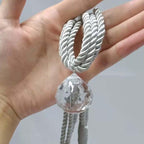 Crystal Bead Curtain Tieback Bling Diamond Bandage Rope Accessories Curtains Holder Buckle Tie Home Decorative Tieback Flower Curtain Clips Buckle with Stretchy Wire Rope For Home Office Decoration Stevvex