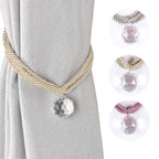 Crystal Bead Curtain Tieback Bling Diamond Bandage Rope Accessories Curtains Holder Buckle Tie Home Decorative Tieback Flower Curtain Clips Buckle with Stretchy Wire Rope For Home Office Decoration Stevvex