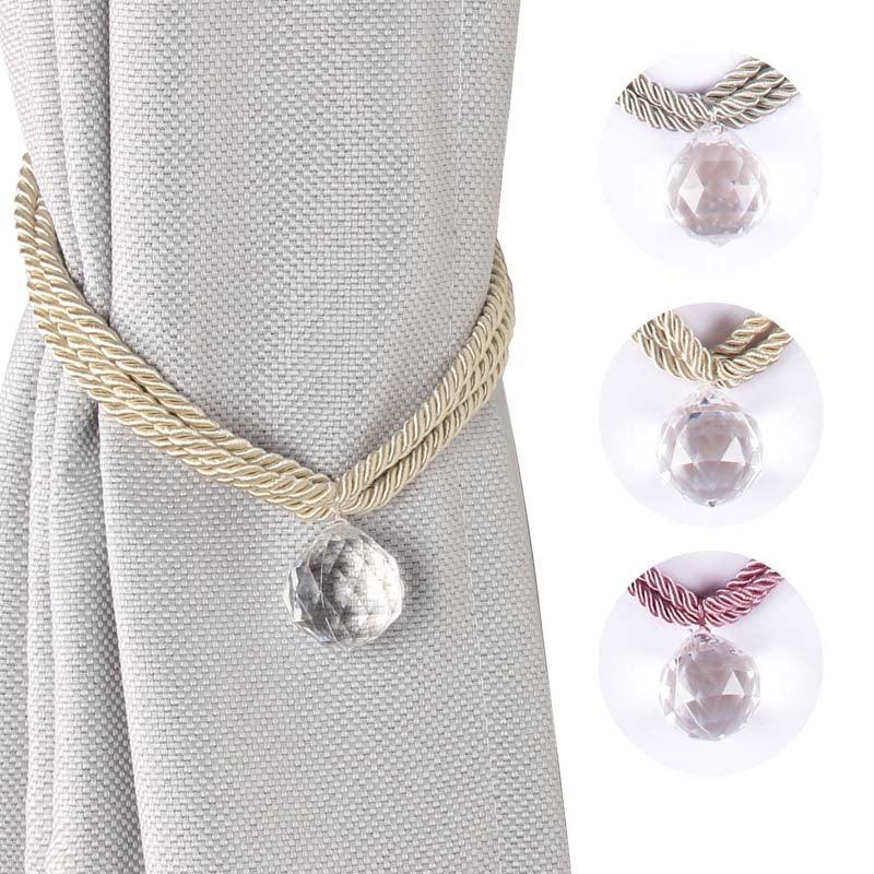 Crystal Bead Curtain Tieback Bling Diamond Bandage Rope Accessories Curtains Holder Buckle Tie Home Decorative Tieback Flower Curtain Clips Buckle with Stretchy Wire Rope For Home Office Decoration Stevvex